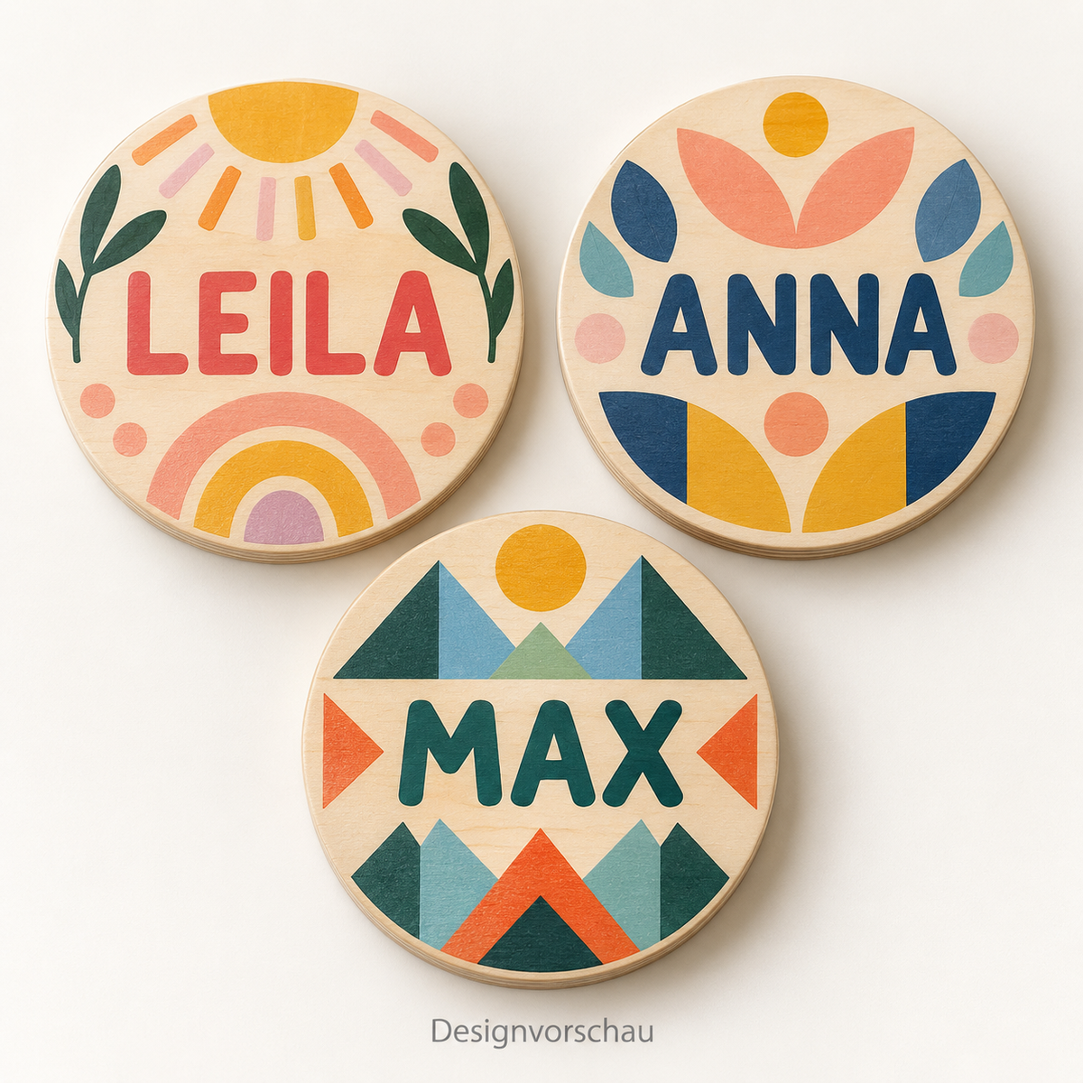 Designvorschau – Personalisierte Kühlschrankmagnete – 3er-Set