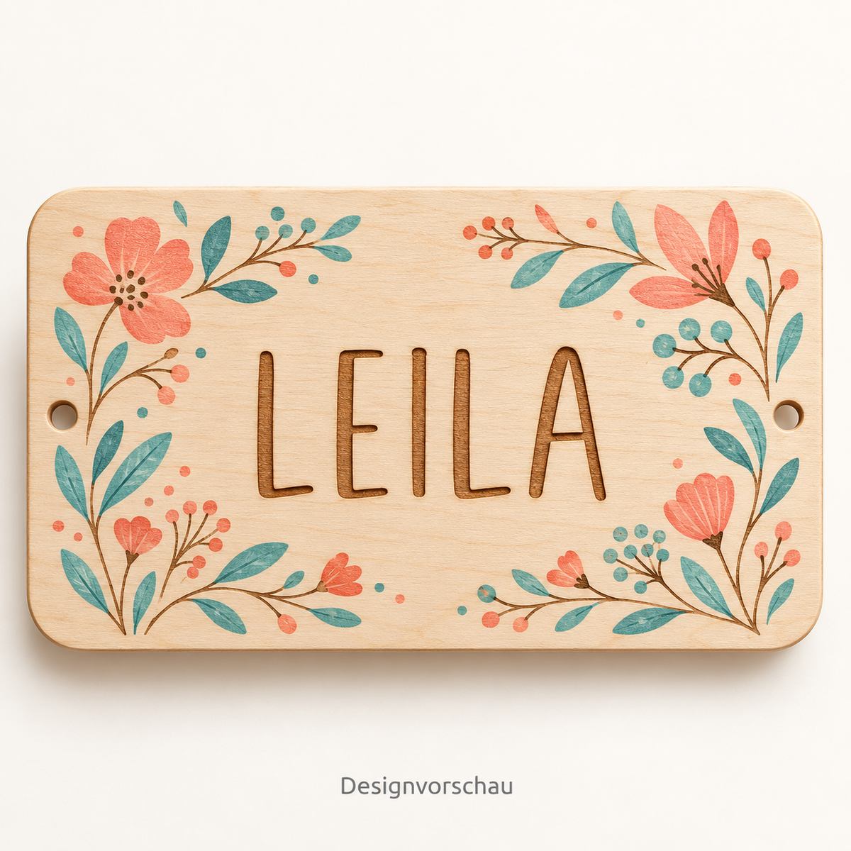 Designvorschau – Türschild aus Holz mit Wunschname